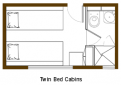 Twin Bed Cabins, ca. 7.4 m2